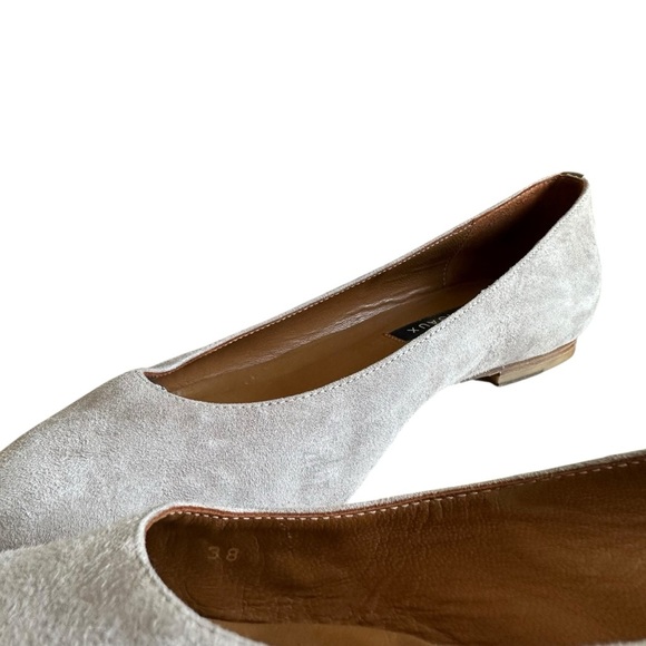 Margaux Classic Suede Ballet Flats In Flint Gray Size 38 - Picture 9 of 10